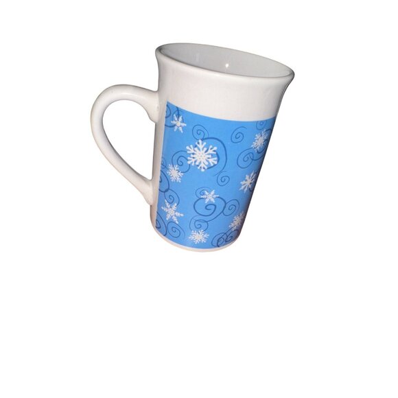 Royal Norfolk Snowflake Ceramic Set of 3 Mug White & Blue 4.5" Tall Dishwasher M - Picture 3 of 7